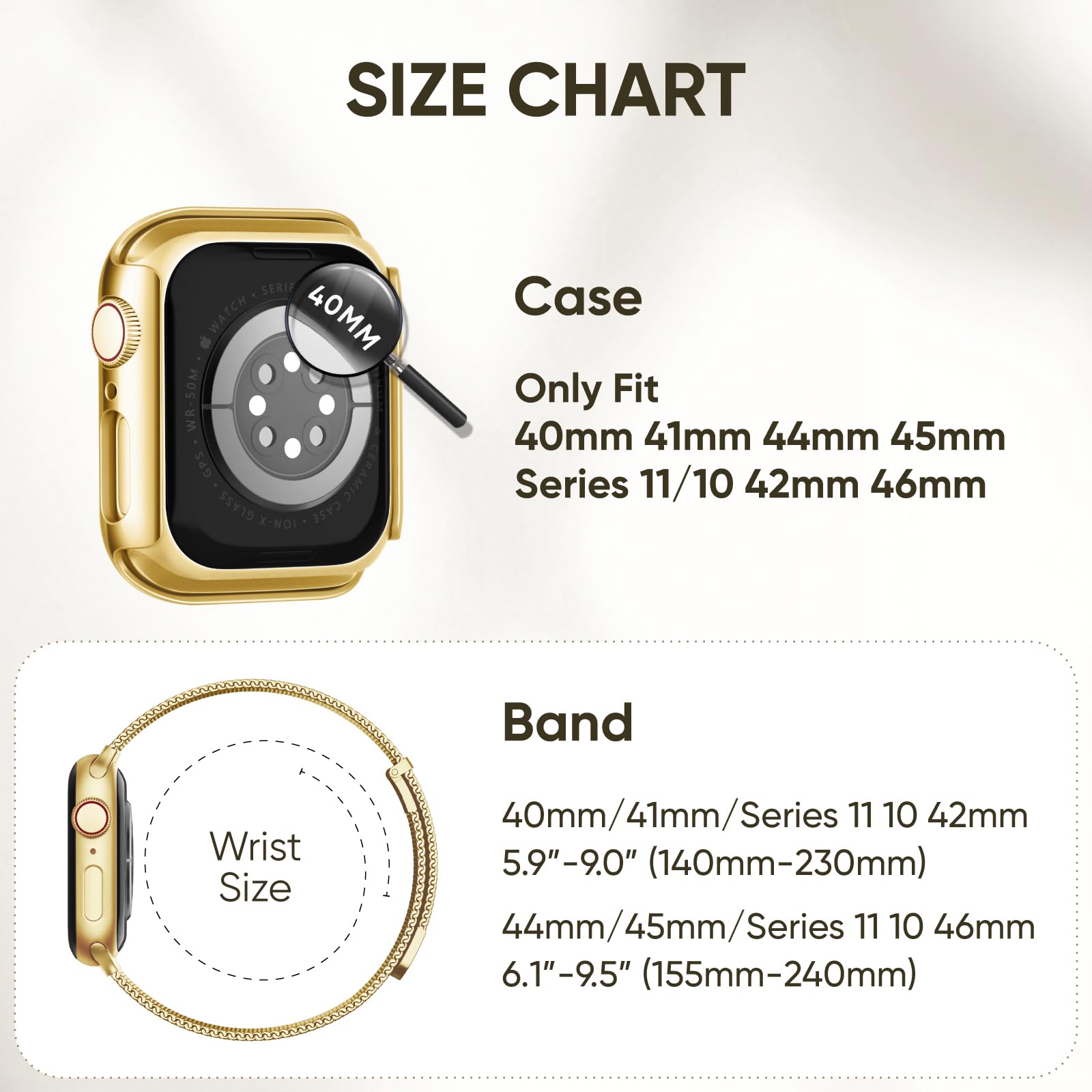 Stainless Steel Magnetic Band and Case Compatible with Apple Watch Bands Women Men 40mm 44mm 41mm 45mm 42mm 46mm, Mesh Loop Metal Band Screen Protector Cover for iWatch Series 11/SE3/10/9/8/7/6/5/4 — view 4