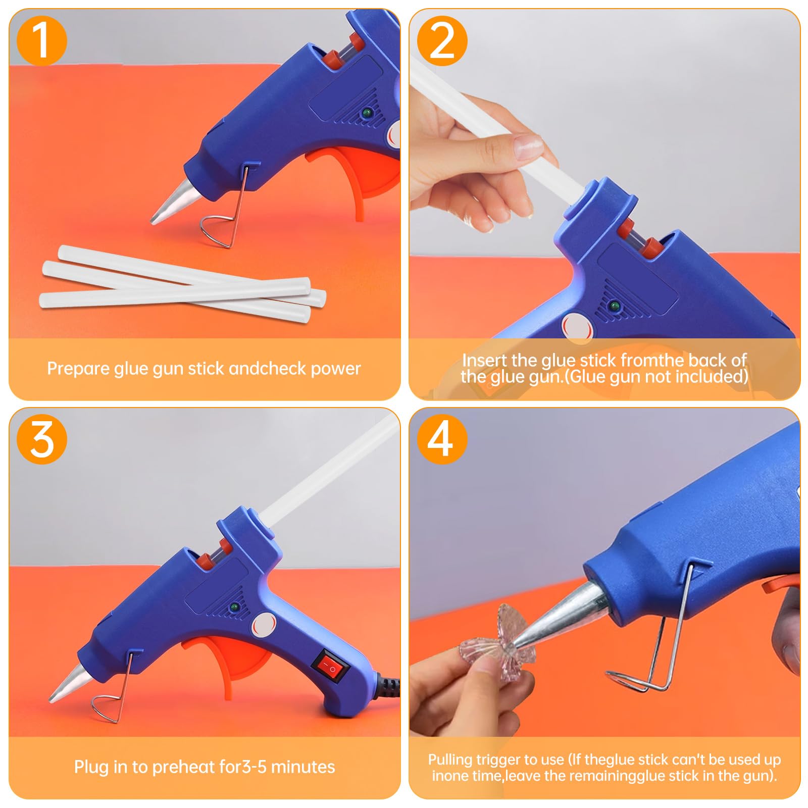 50 pezzi 11 mm x 200mm, bastoncini trasparenti per pistola colla a caldo, stick colla a caldo per fai-da-te, riparazioni e decorazioni – Ricarica universale per pistola colla a caldo.