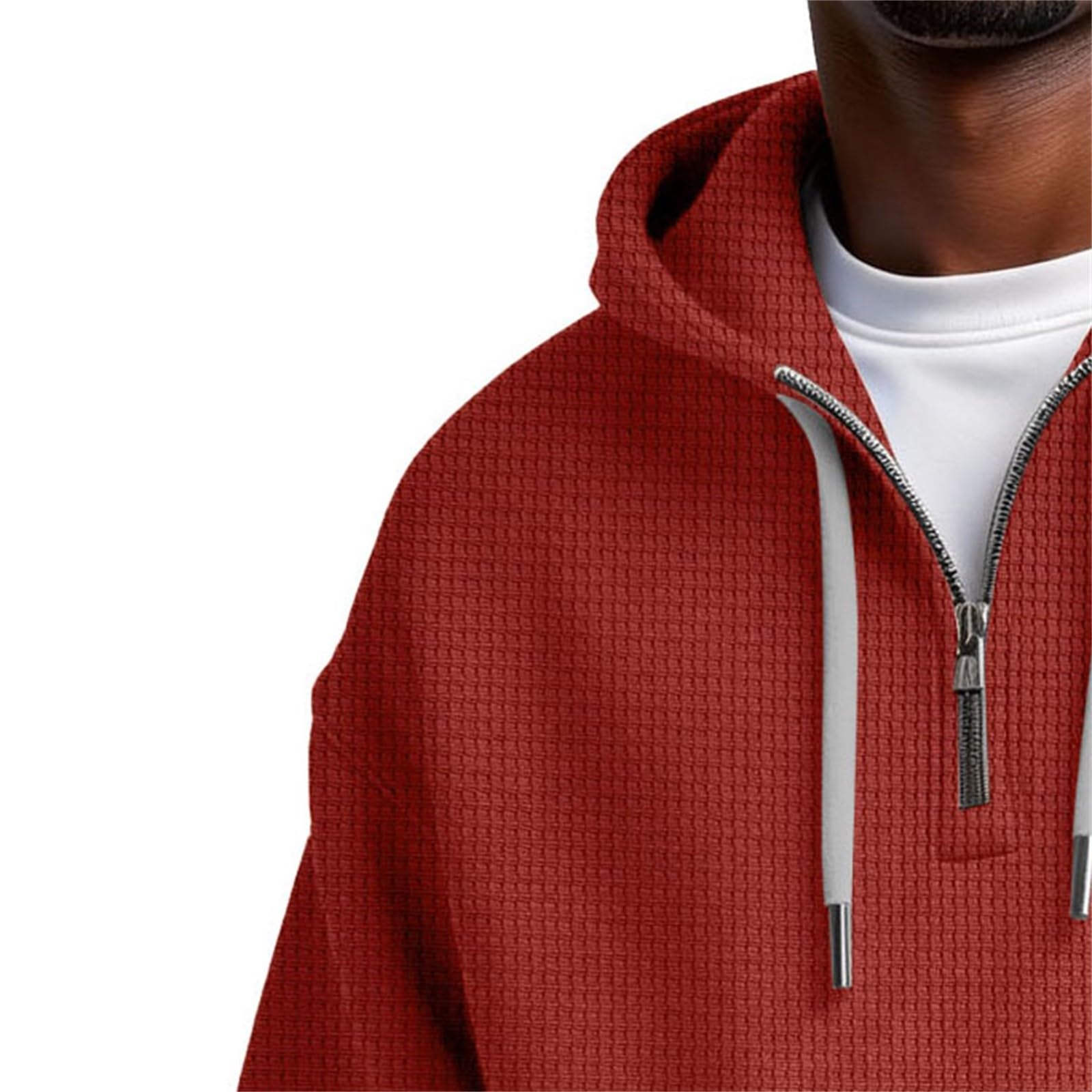 Generico Felpa con Cappuccio Uomo Zip Un Quarto Design Semplice Maniche Lunghe Versatile per Tutti Gli Uscite Quotidiane