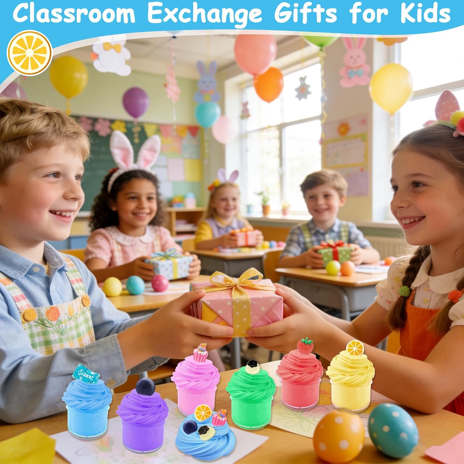 24 Pack Butter Slime Kit Stress Relief Toys Party Favors Supplies, Non-Sticky DIY Colorful Soft Fruit Stretchy Slime, School Classroom Goodie Bag Fillers Exchange Gifts for Kids Prize Girls Boys