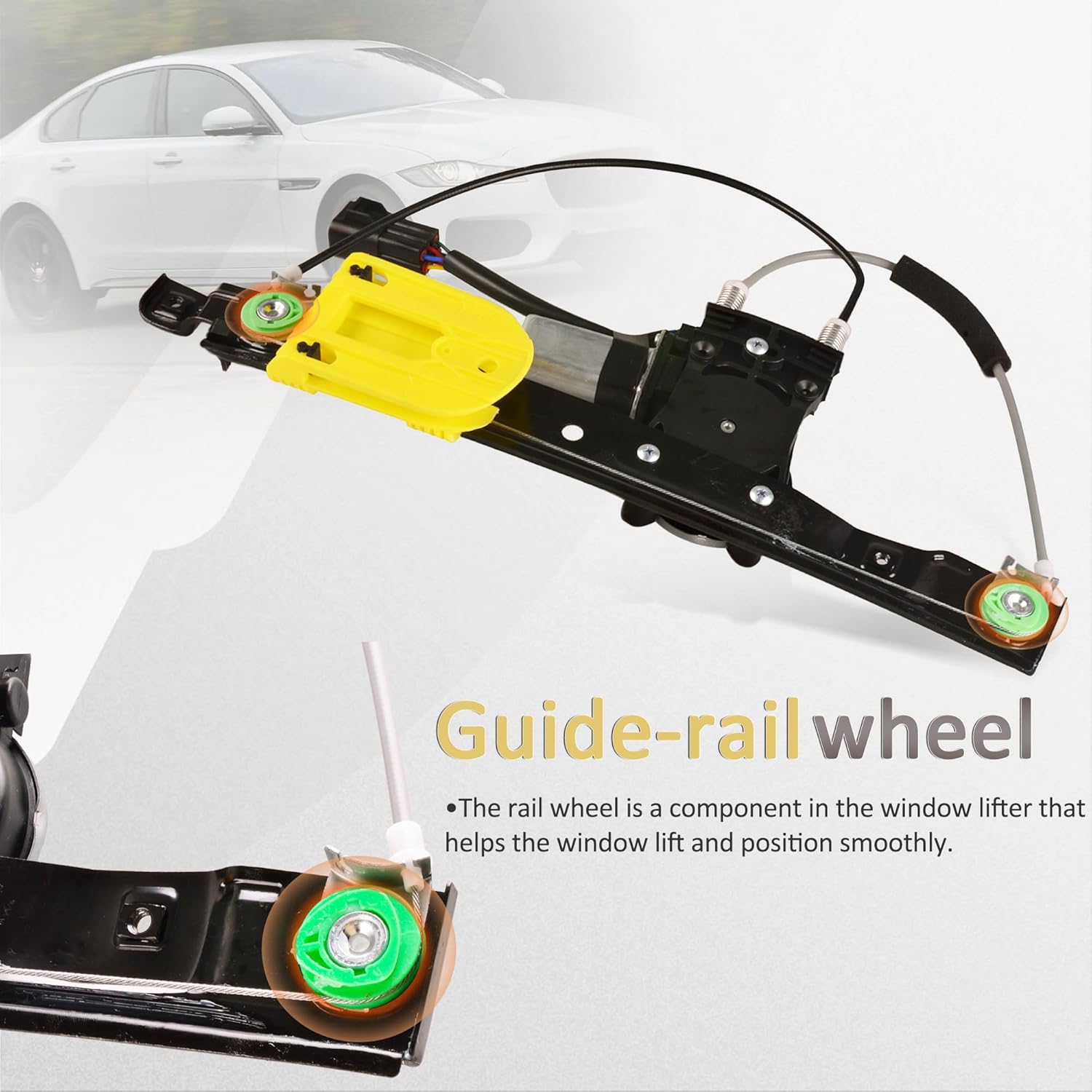 Rear Right Passenger Side Power Window Regulator with Motor Assembly Compatible for 2009-2015 Jaguar XF, 2010-2015 XFR, 2013-2015 XFR-S, Replacement C2Z26991