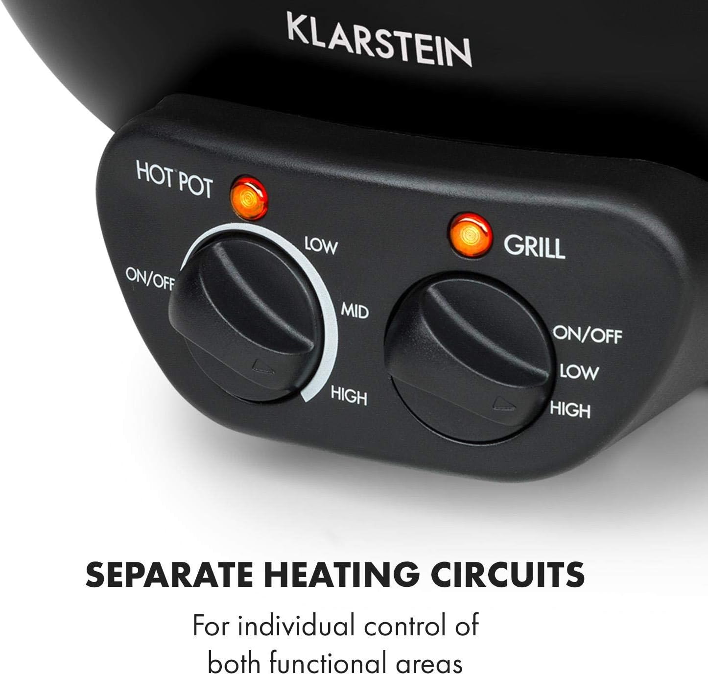 KLARSTEIN Szechuan - Hot Pot e Piastra, Grill Elettrico senza Fumo, Pentola Elettrica Multifunzione, 5 L, Hot Pot: 1350 Watt/38 cm Ø, Piastra: 600 W/22 cm Ø, Elemento Riscaldante in Alluminio, Nero KLARSTEIN Szechuan - Hot Pot e Piastra, Grill Elettrico senza Fumo, Pentola Elettrica Multifunzione, 5 L, Hot Pot: 1350 Watt/38 cm Ø, Piastra: 600 W/22 cm Ø, Elemento Riscaldante in Alluminio, Nero