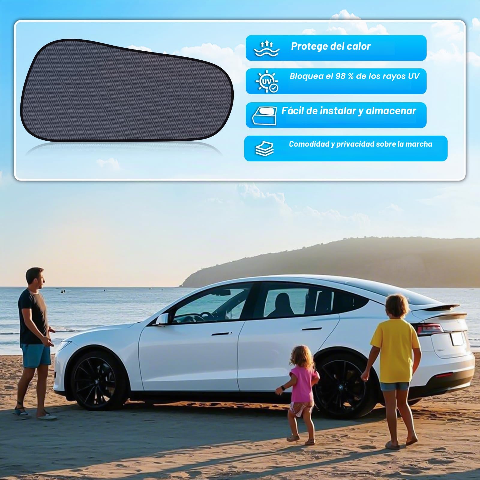 ZATOOTO Juego de 2 Protectores solares para Coche para bebés para Tesla Model Y, Parasol para Coche para niños para la Ventana Lateral Trasera con protección UV, Protector Solar Autoadhesivo para