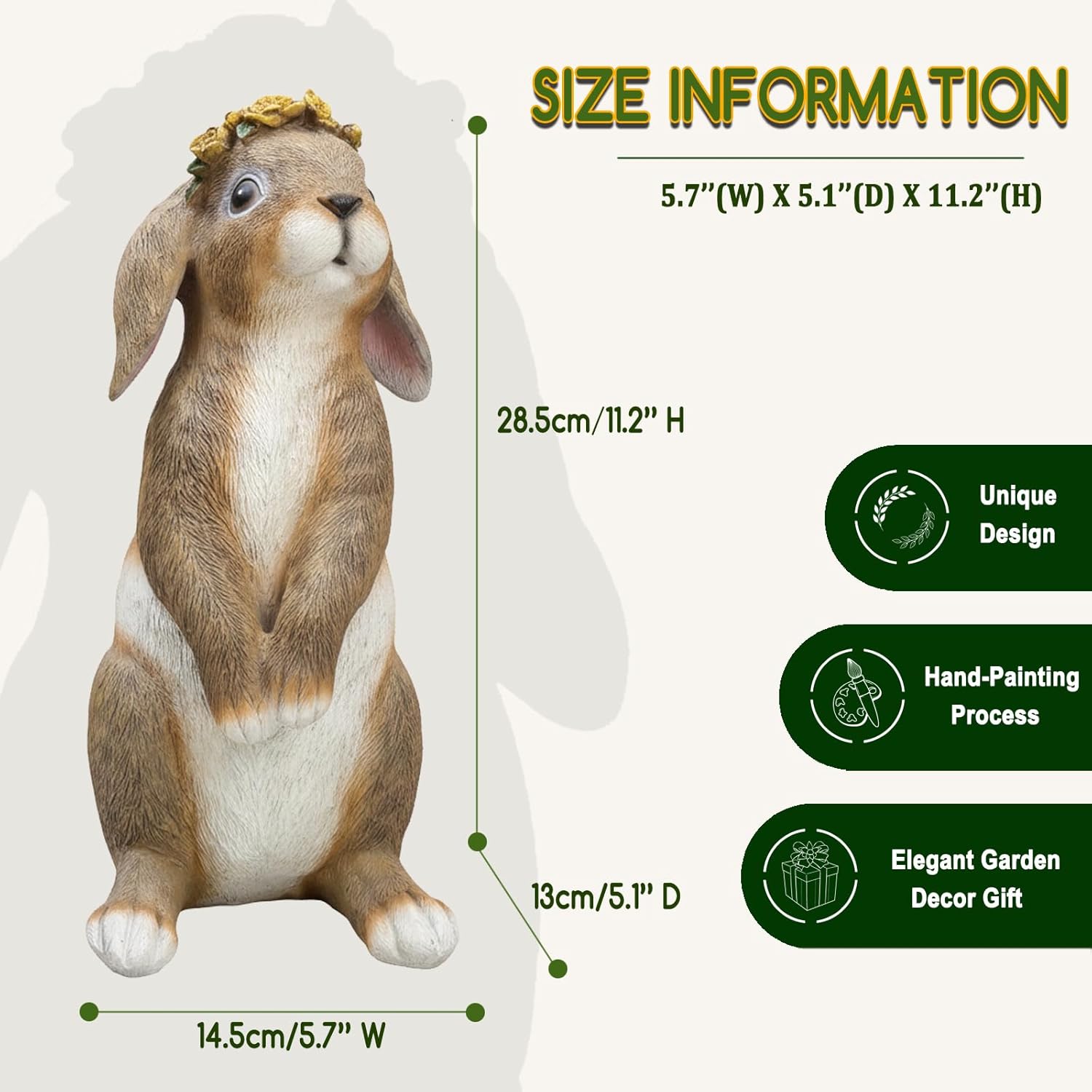 Bunny Garden Statue,Funny Rabbit Figurines Resin Animals Outdoor Statue Bunny Figurines for Yard Porch Patio, Easter Decorations Gifts for Grandma Mom Women,11.2In