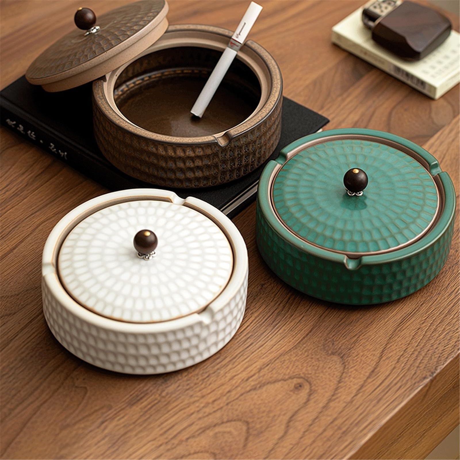 Popielniczka Ceramiczna popielniczka do dekoracji hotelu biurowego(Brown)