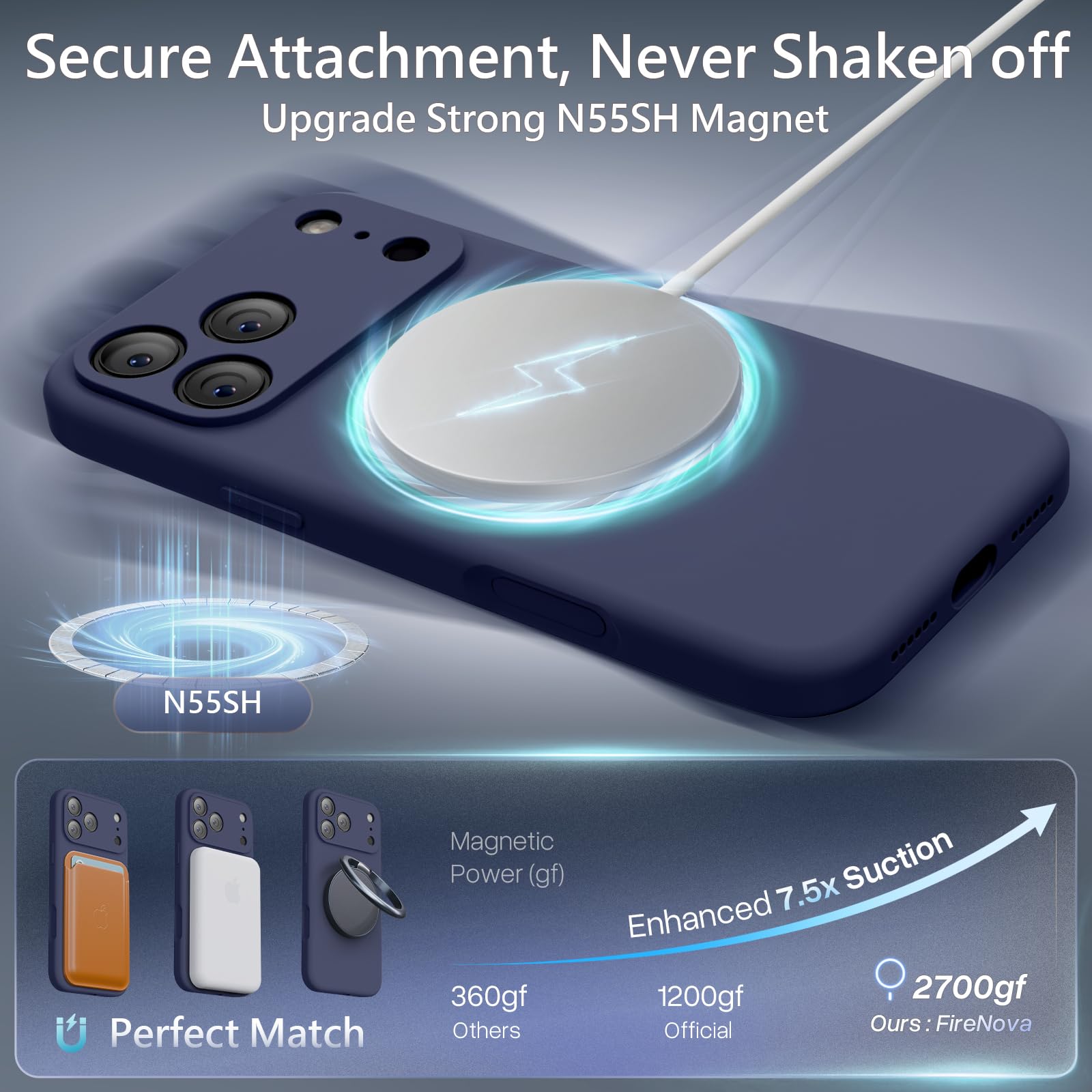 FireNova Magnetic for iPhone 17 Pro Case, kompatybilne z MagSafe, [zintegrowany silikonowy przycisk sterowania aparatem] [ochrona aparatu] odporne na zarysowania etui na telefon komórkowy, 6,3