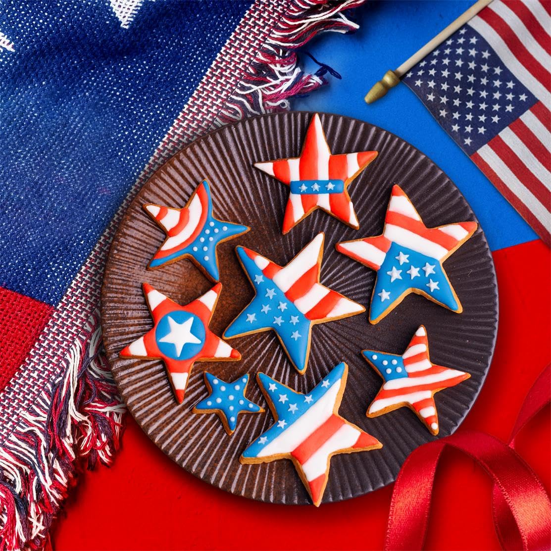 R&M 5-Piece Star Shaped Biscuit / Cookie Cutter Set With Handles - Heavy Duty Tinplate