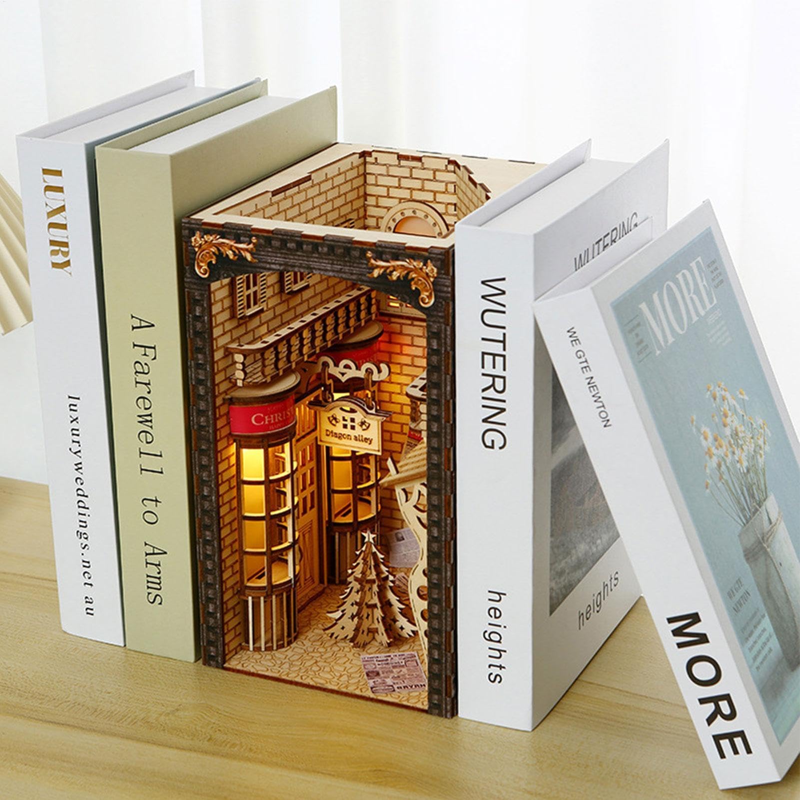 Kit per libri in miniatura, puzzle 3D creativi con luce a LED, decorazione decorativa in legno per famiglia, amici, colleghi