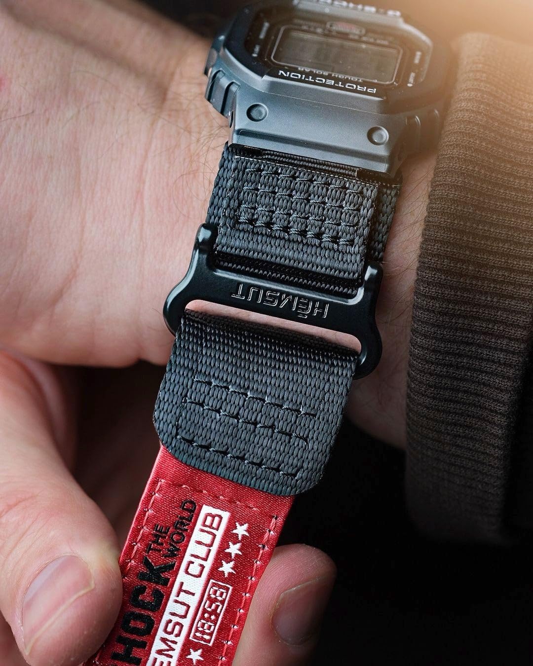 Watch Band Strap for Casio Mens G-Shock DW-D5600/5610/5700/8900,GLS-100/5600/6900/8900,GD-100/110/120/350,16mm Leather Hook & Loop Casio strap