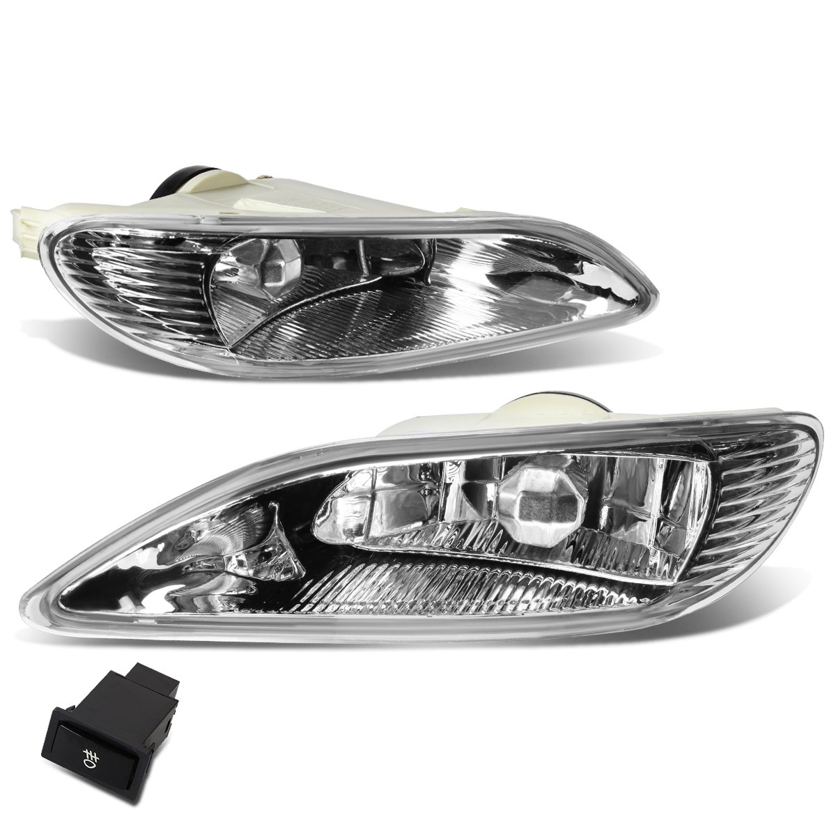 Auto Dynasty Pair of Clear Lens Bumper Driving Fog Lights+Wiring Kit+Switch Replacement for Camry 02-04 Corolla 05-08 Solara 02-03