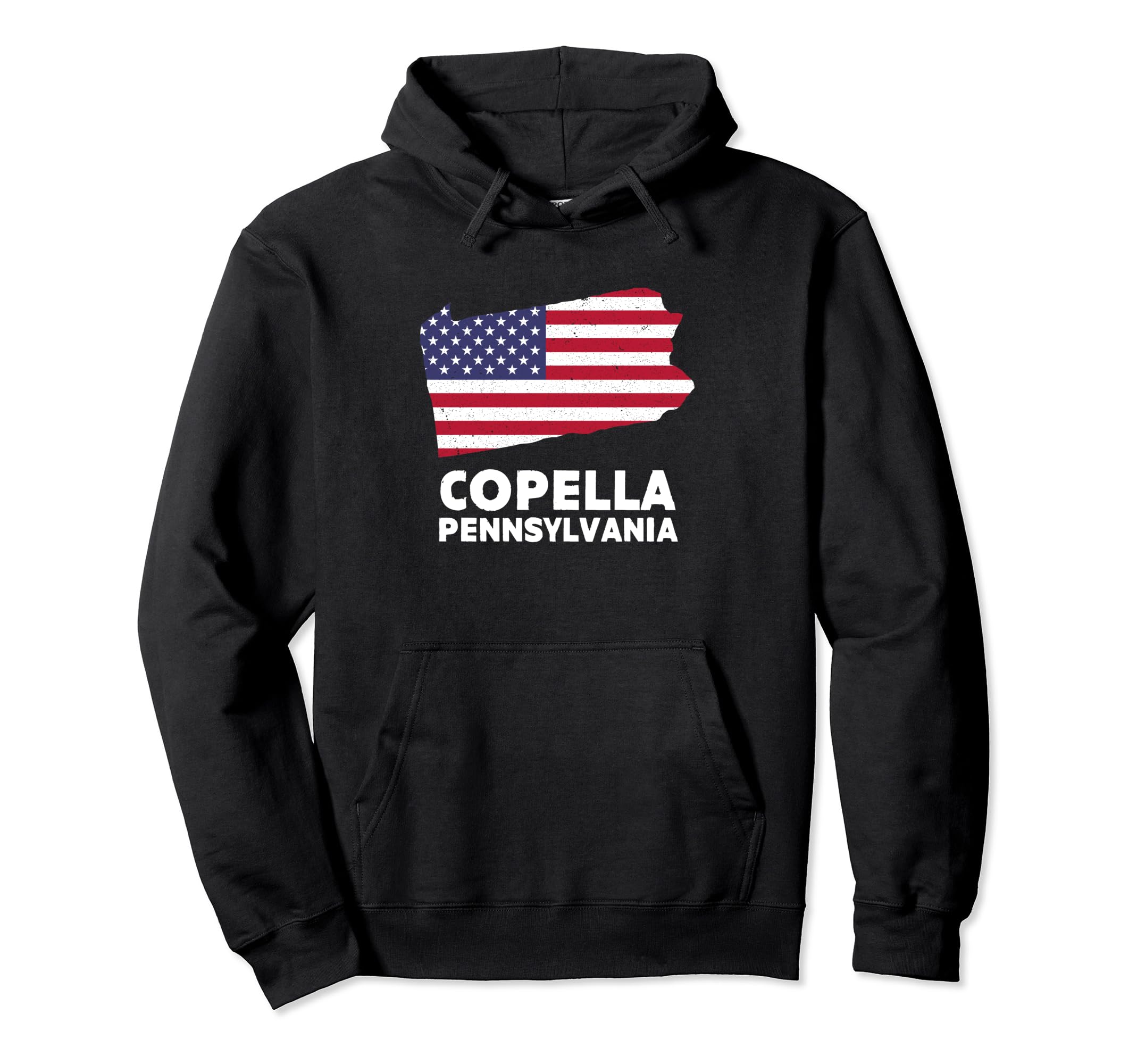 Distressed Patriotic USA Flag Copella, Pennsylvania Pullover Hoodie