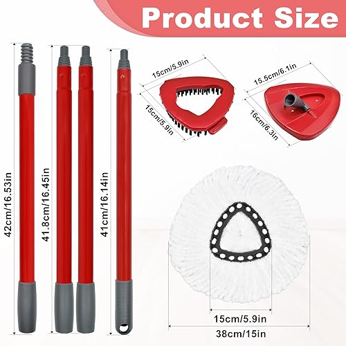 Miniatura 2 de Juego combinado de cabezales y mango de repuesto de fregona y base de trapeador compatible con repuestos de mopa giratoria Ocedar, 3 cabezales de