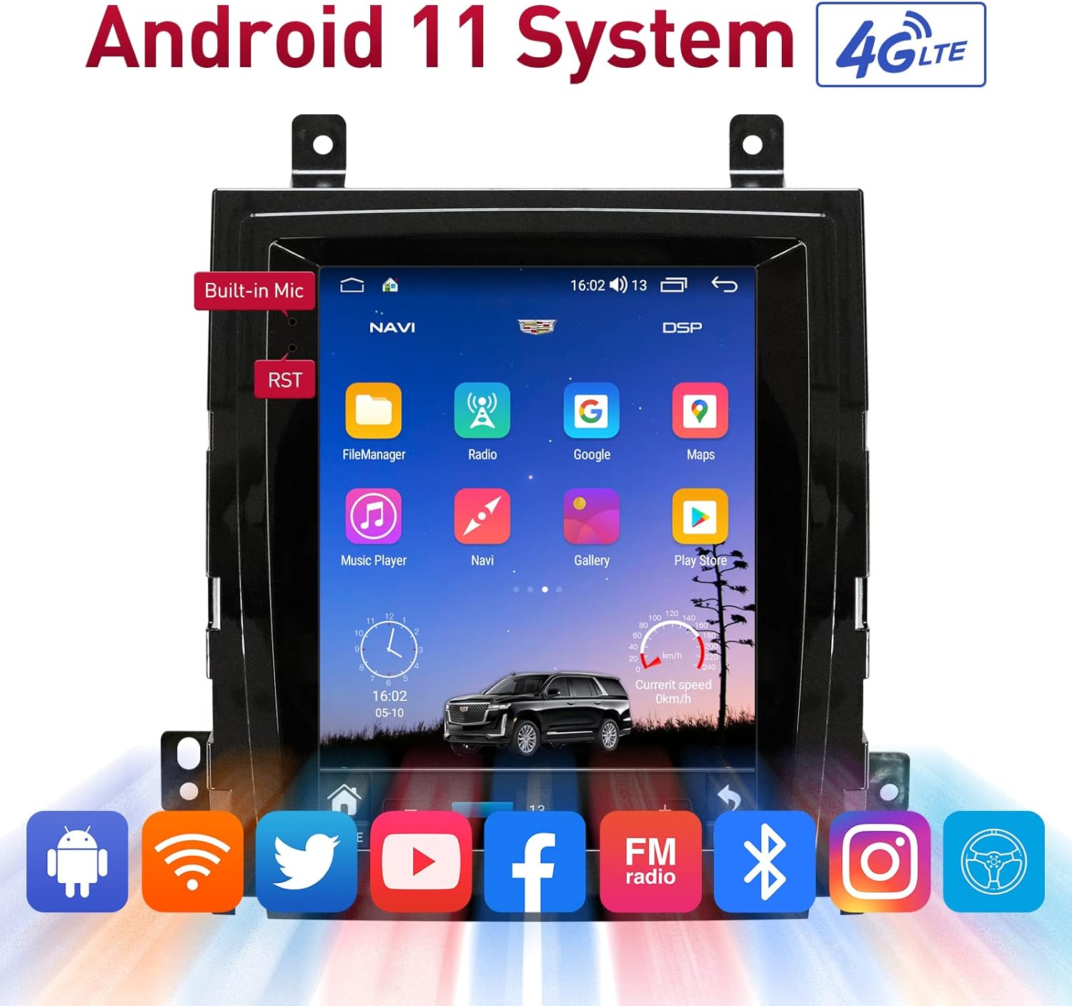 car radio for cadillac escalade 2007 2014 android 11 stereo 10 4inch octa core 464g wireless carplay android auto 4g network 5g wifi dsp bluetooth s