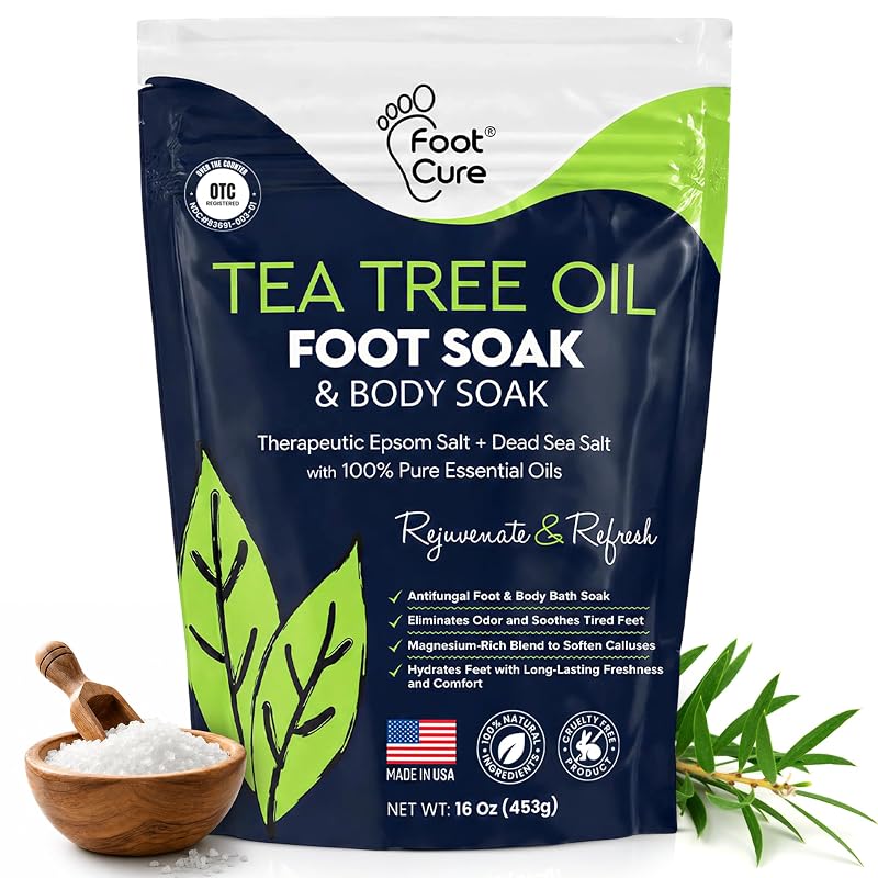 Tea Tree Oil Epsom Salt Foot Soak for Toenail Fungus Treatment, Tired Feet Tea Tree 16 Ounce (Pack of 1)
