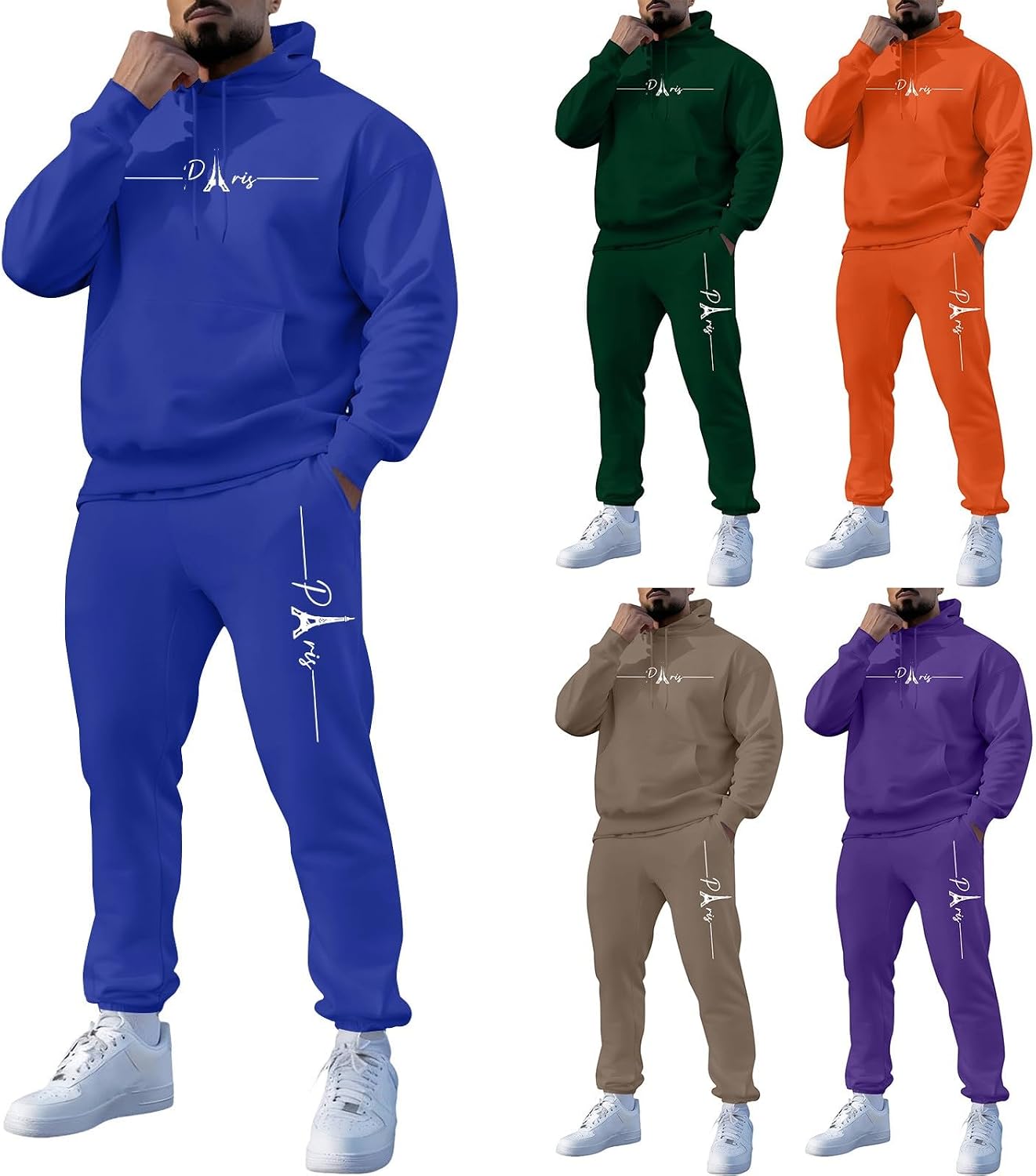 Set Tuta Invernale Uomo In Pile 2 Pezzi – Felpa Con Cappuccio E Pantalone Sportivo, Tracsuit Caldo Con Tasche Frontali, Per Allenamento E Tempo Libero, Morbido E Traspirante
