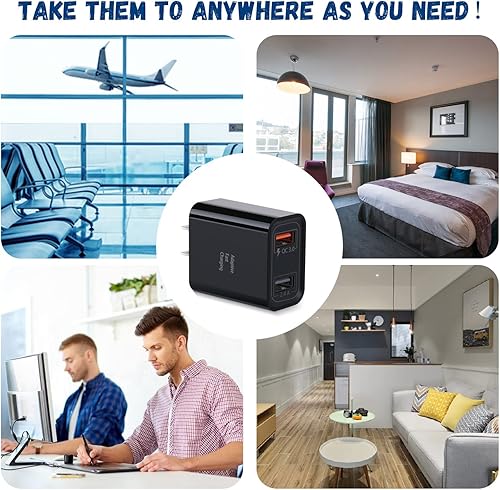 Miniatura 5 de Costyle - Cargador de pared USB doble, paquete de 3 unidades en total de 30 W USB con cable USB C de 10 pies de largo, compatible con Samsung Galaxy