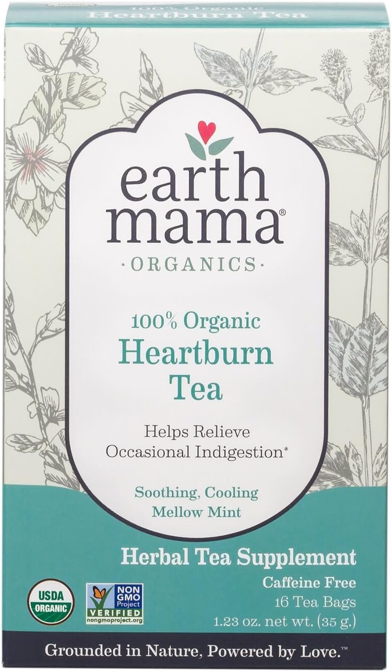 Organic Heartburn Tea for Occasional Pregnancy Heartburn, 16 Teabags/Box (pack of 3)