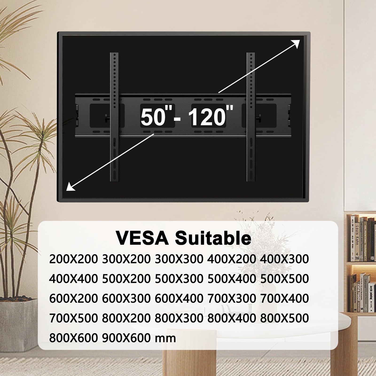 Supporto TV Pesante Tilt Murale 50-120 Pollici LED LCD OLED Plastica - Dettaglio