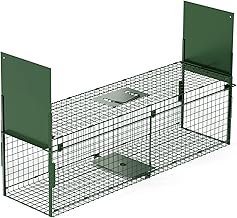 Qianruida Piège Vivant Réutilisable 100X28X28cm Piège d'animaux Cage avec 2 entrées pour Martres,Chats,Renards,Raton Laveur