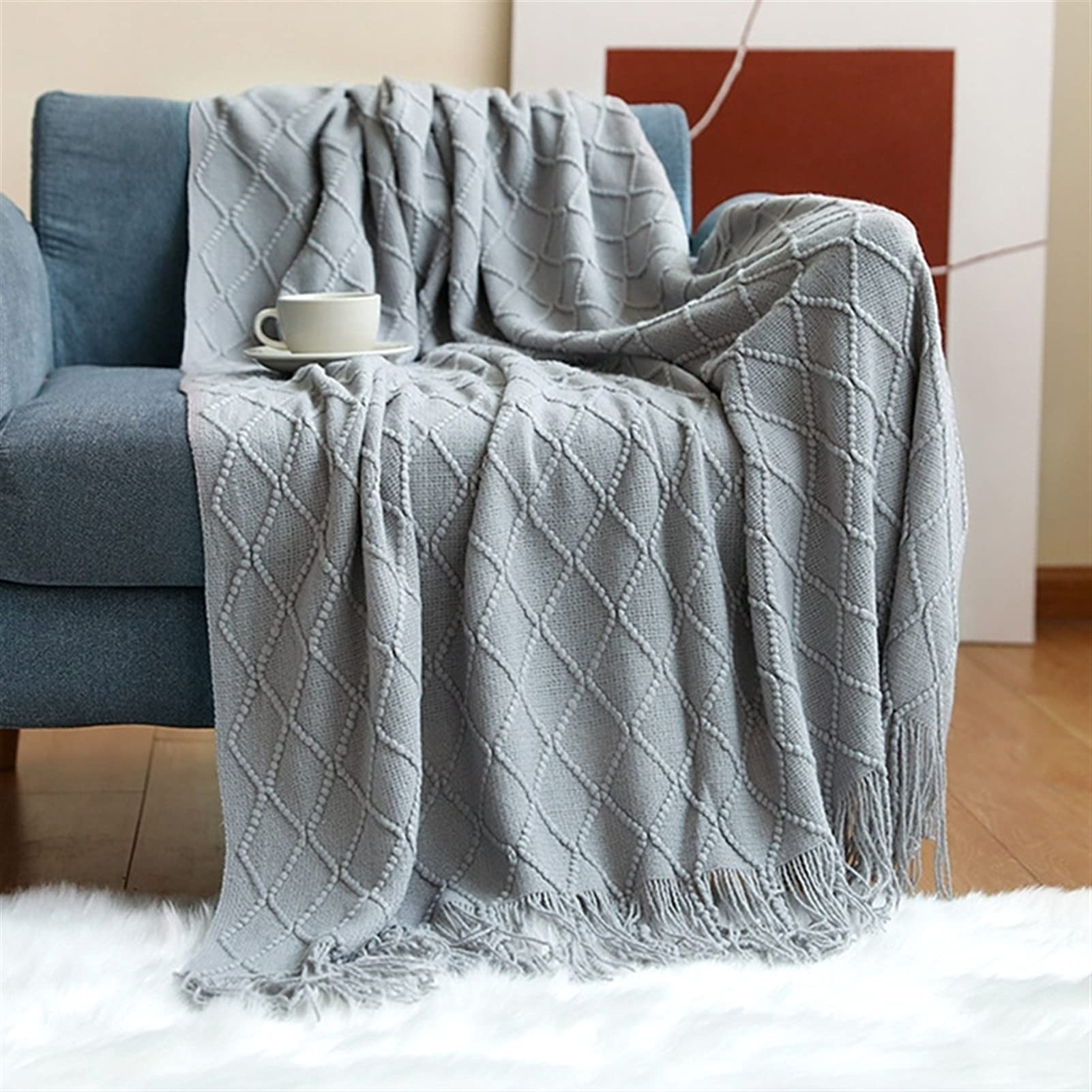 Couverture tricotée souple anti-froid pour canapé et lit d'appoint léger