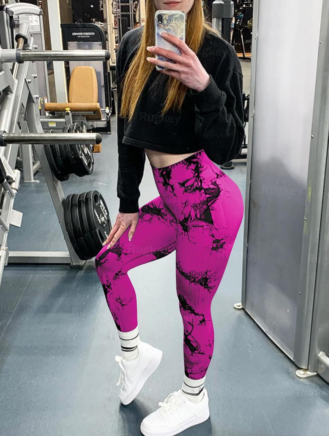 Rugkey Scrunch Butt Lift Leggings for Women Tie Dye High Waist Seamless Workout Yoga Pants Ruched Booty Compression Tights - Image 6