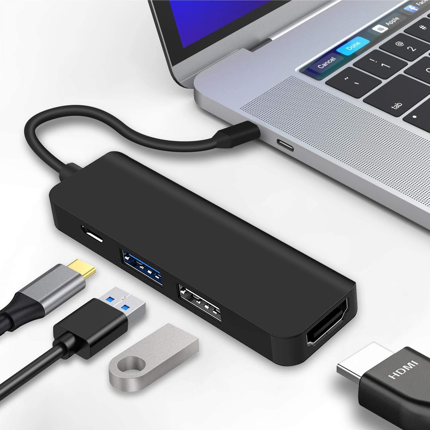 USB C to USB Adapter, iBosi Cheng 4 in 1 USB C to HDMI Adapter with 4K HDMI, 5Gbps USB 3.0,USB 2.0 ,100W Micro USB Charging Port for MacBook/Pro/Air/iPhone