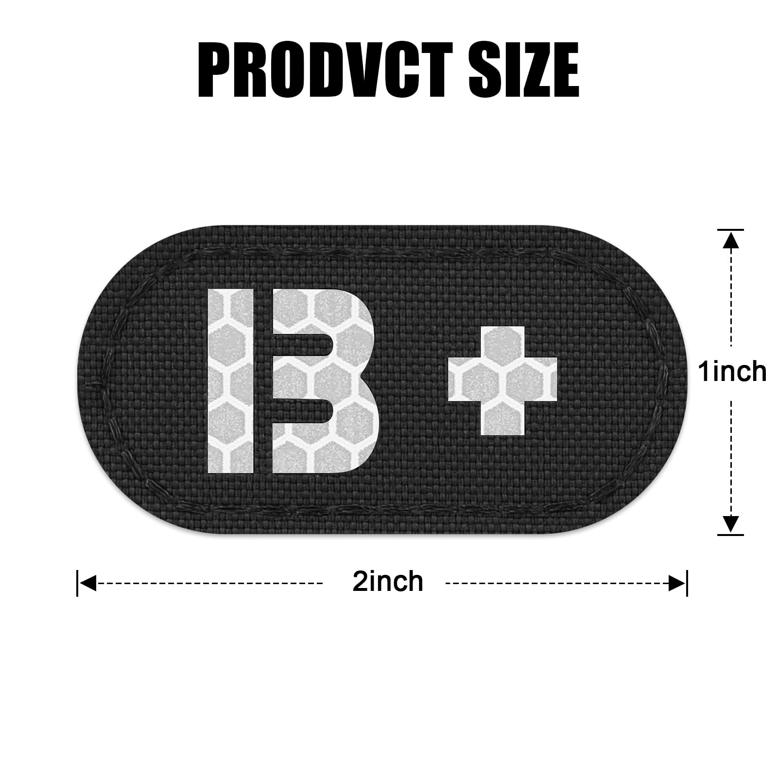 PETAC GEAR 4 Pack Glow Dark Blood Type B Positive POS Reflective Patches, Emblem Tactical Military Badges with Hook Loop Fastener Backing?BK?