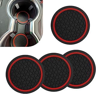 4PCS Car Cup Coasters, 2.75 Inch Cup Holder Coaster, Non-Slip Insert Auto Drink Holder, Cars Interior Accessories, Universal for Vehicles, SUVs, RVs (Red)