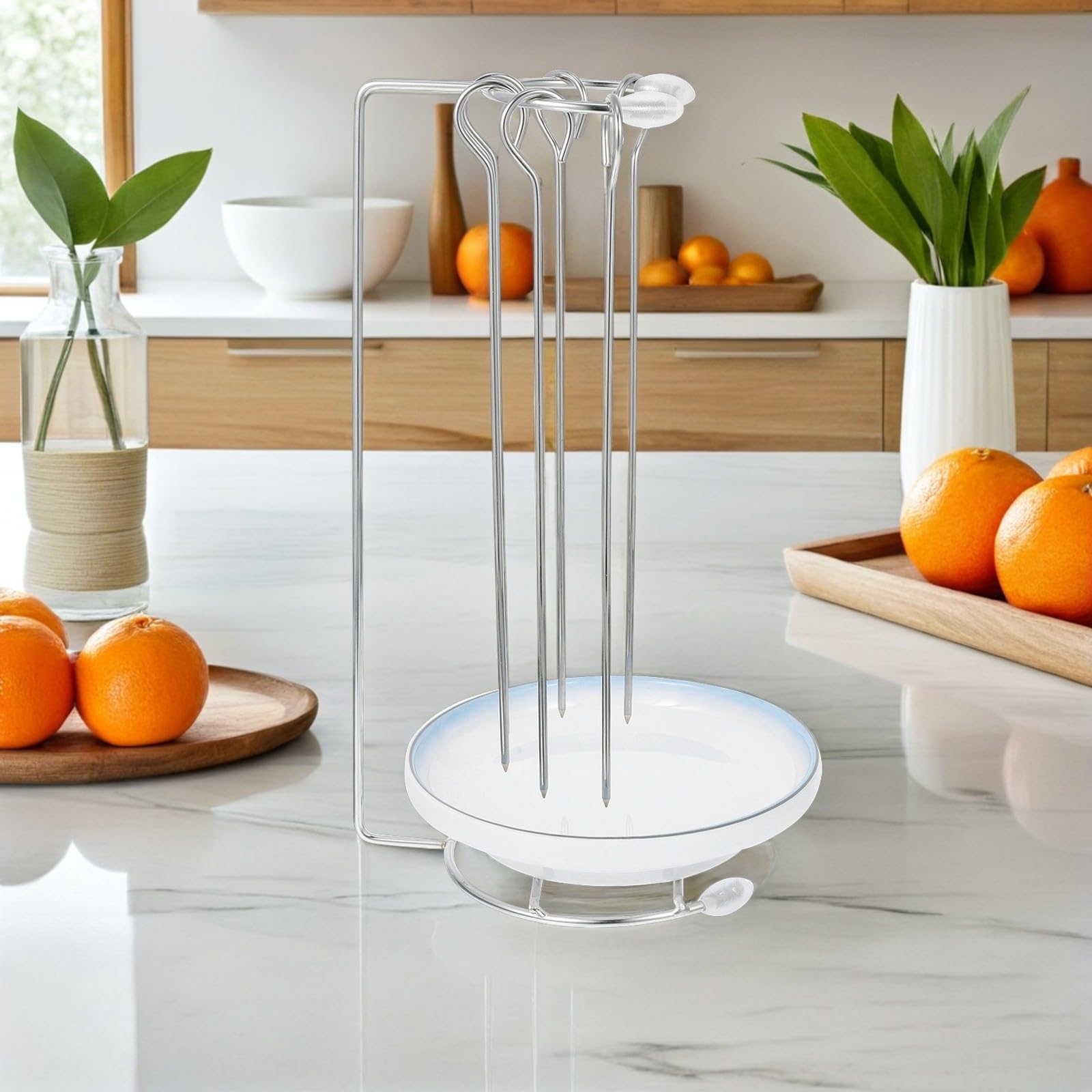 SHOWERORO Soporte para Brochetas de Acero Inoxidable Resistente y Práctico con Bandeja para Barbacoa Adecuado para Cocinar Carne en Barbacoas al Aire Libre