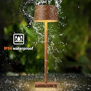 YIBEN 2Pack Cordless Table Lamps Rechargeable,Battery 6000mAh LED Portable Lights for Outdoor/Patio/Restaurant/Indoor Desk Lamp - IP54 Waterproof 3 Colors Stepless Dimming (2pack Wood Grain)
