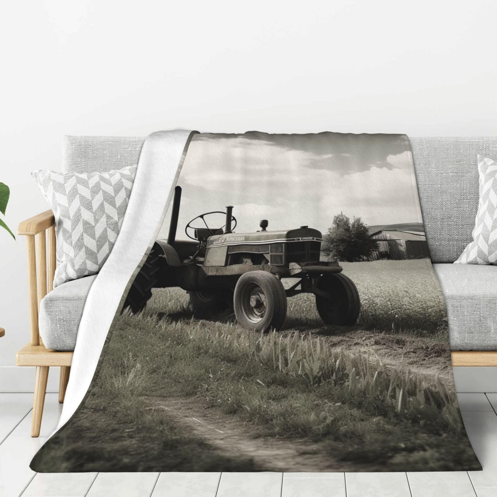 Tractor Agriculture Tranquil Throw Blanket Plush Flannel Fleece Blanket, Soft Lightweight Cozy Blankets 50"X40" for Bed Couch Sofa Travel