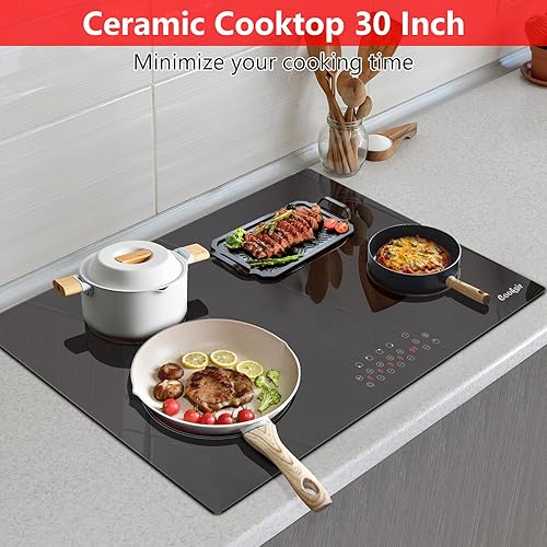 Miniatura 6 de Estufa eléctrica de 30 pulgadas, 4 quemadores, estufa eléctrica integrada de 30 pulgadas, 6600 W, estufa de cerámica radiante con zona ovalada, zona