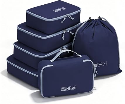 ECOHUB Packing Cubes 6 Piece Set, Smart Organiser with Labels, Recycled