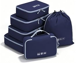 ECOHUB Packing Cubes 6 Piece Set, Smart Organiser with Labels, Recycled | Smart Packing System with Numbered Labels, Recycled Taslon Fabric, Privacy Protection and Water-resistant Design for Travel.