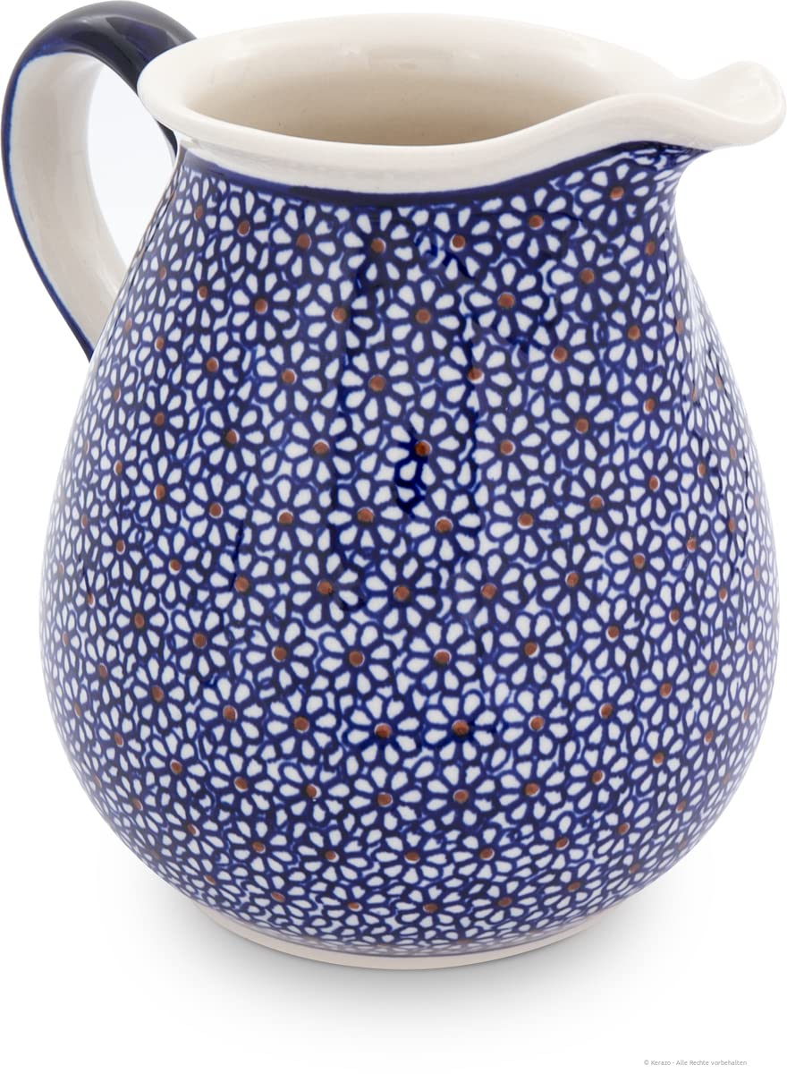 Original Bunzlauer Keramik großer bauchiger Krug 2 Liter Ø21,0cm, H=19,5cm im Dekor 120
