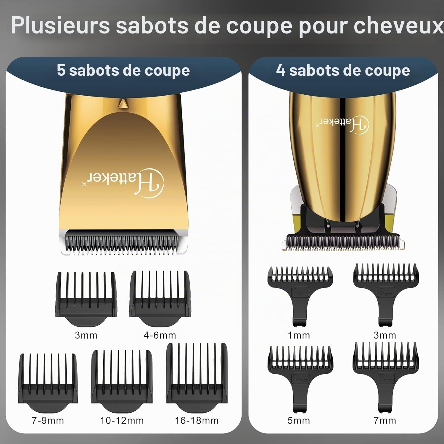 Hatteker Tondeuse à cheveux professionnelle pour hommes et t - blade tondeuse kit de coiffure sans fil kit de beauté ipx7 imperméable à l'eau (or)