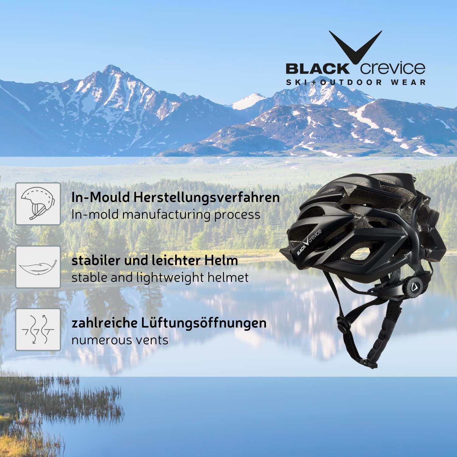 BLACK CREVICE Casco de Bicicleta para Adultos I Casco de Bicicleta I Casco para Hombres y Mujeres I Casco de MTB I Casquete de Bicicleta I Casco Transpirable I Talla Ajustable
