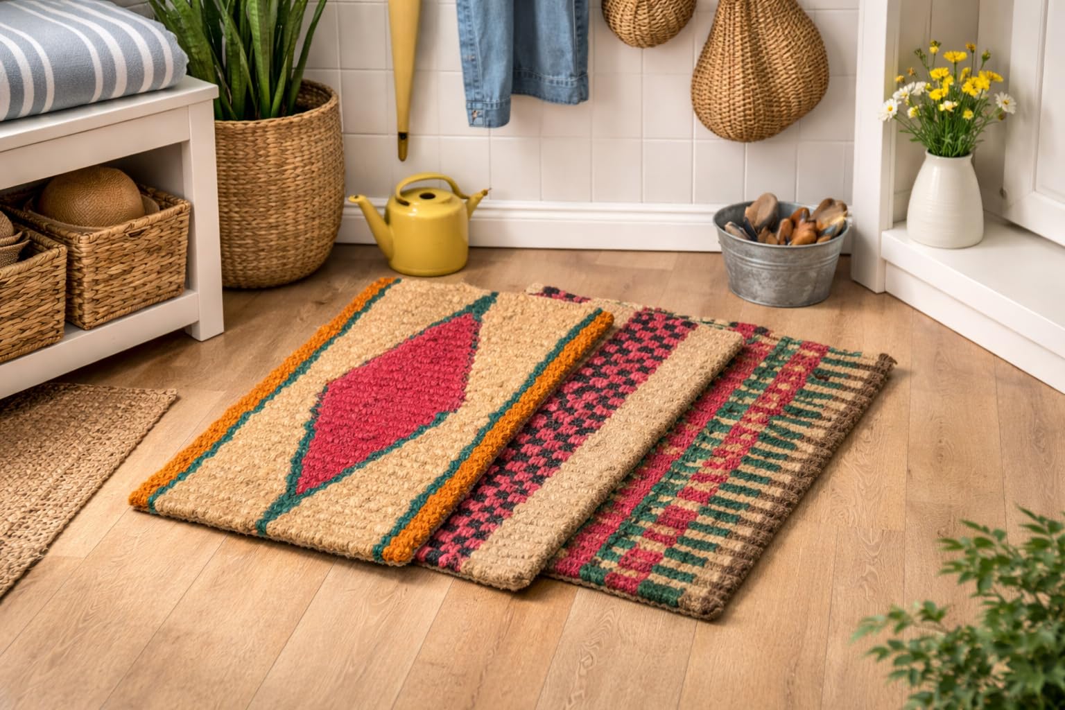 LittleForest - Coco Coir Door Mat (Pack of 3), 28 x 16 Inch, Natural Coconut Fibre, Multi-Colour Pattern, Eco-Friendly, Water Absorbent, for Rainy Seasons, Gardening & Outdoor Use-image-16