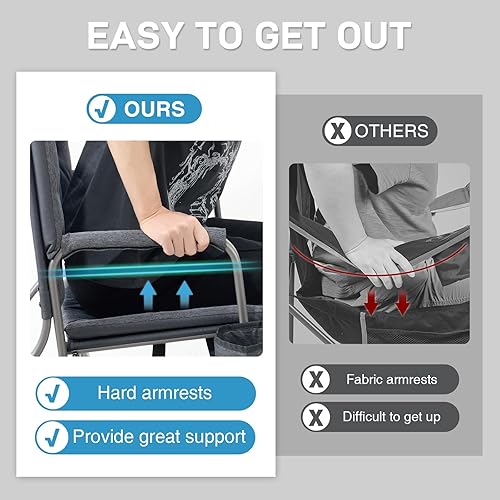 Miniatura 5 de EVER ADVANCED Silla mecedora ligera y plegable para campamento, silla mecedora portátil acolchada para patio, césped y exteriores, sillón duro