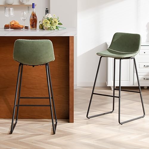 Miniatura 6 de HeuGah Juego de 4 taburetes de bar de altura de bar, taburetes de bar con respaldo, taburetes de bar modernos para isla de cocina, taburete de bar