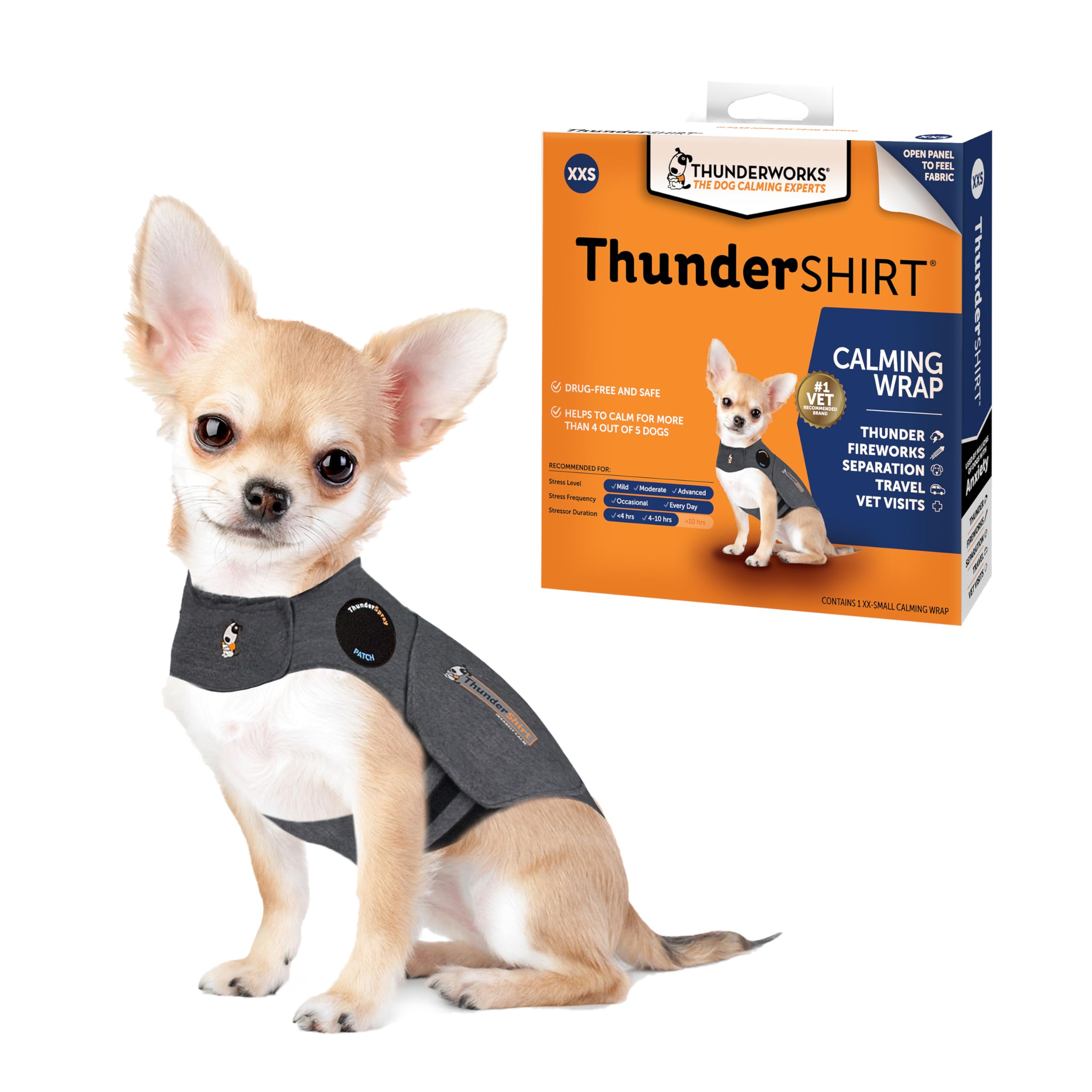 Thundershirt mens Pettorina Anti Ansia per Cani ThunderShirt Classic Dog Anxiety Jacket Heather Gray XX Small, Grey, XXS UK