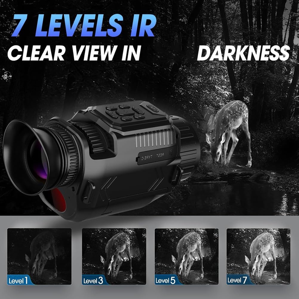 Monoculaire Infrarouge 68MP 4K WiFi Vision Nocturne 28X Zoom Numérique Lentille Macro avec Filtre Polarisant