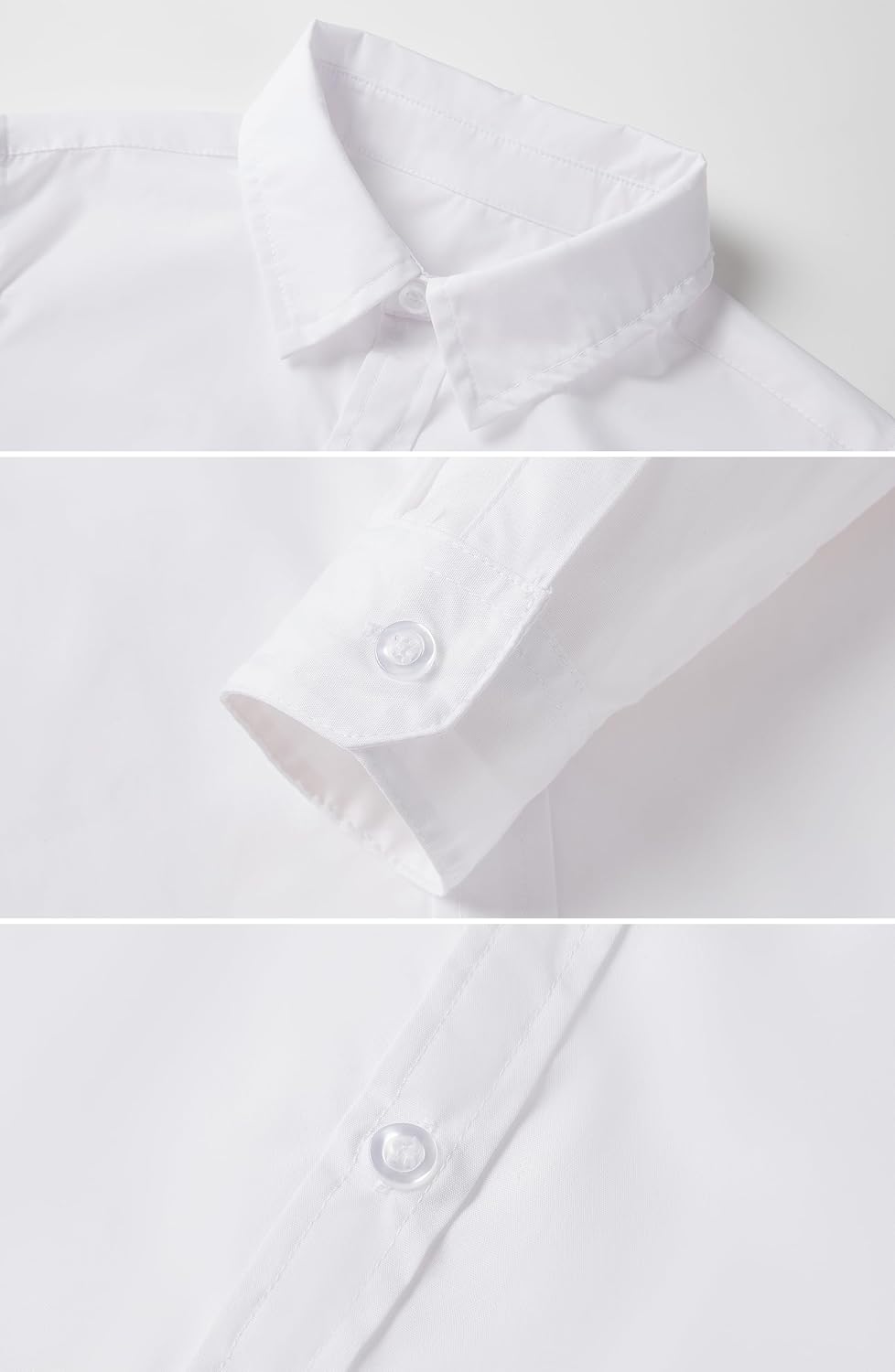 SOLOCOTE Boys White Button Down Dress Shirt Classic Long Sleeve Formal Collared School Uniform Tops for Kids - Image 4