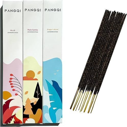 Miniatura 5 de PANGQI India - Palitos de incienso hechos a mano - Juego de 6 inciensos 120 palos para yoga pilates meditación tarot - Miel de jazmín lavanda coco