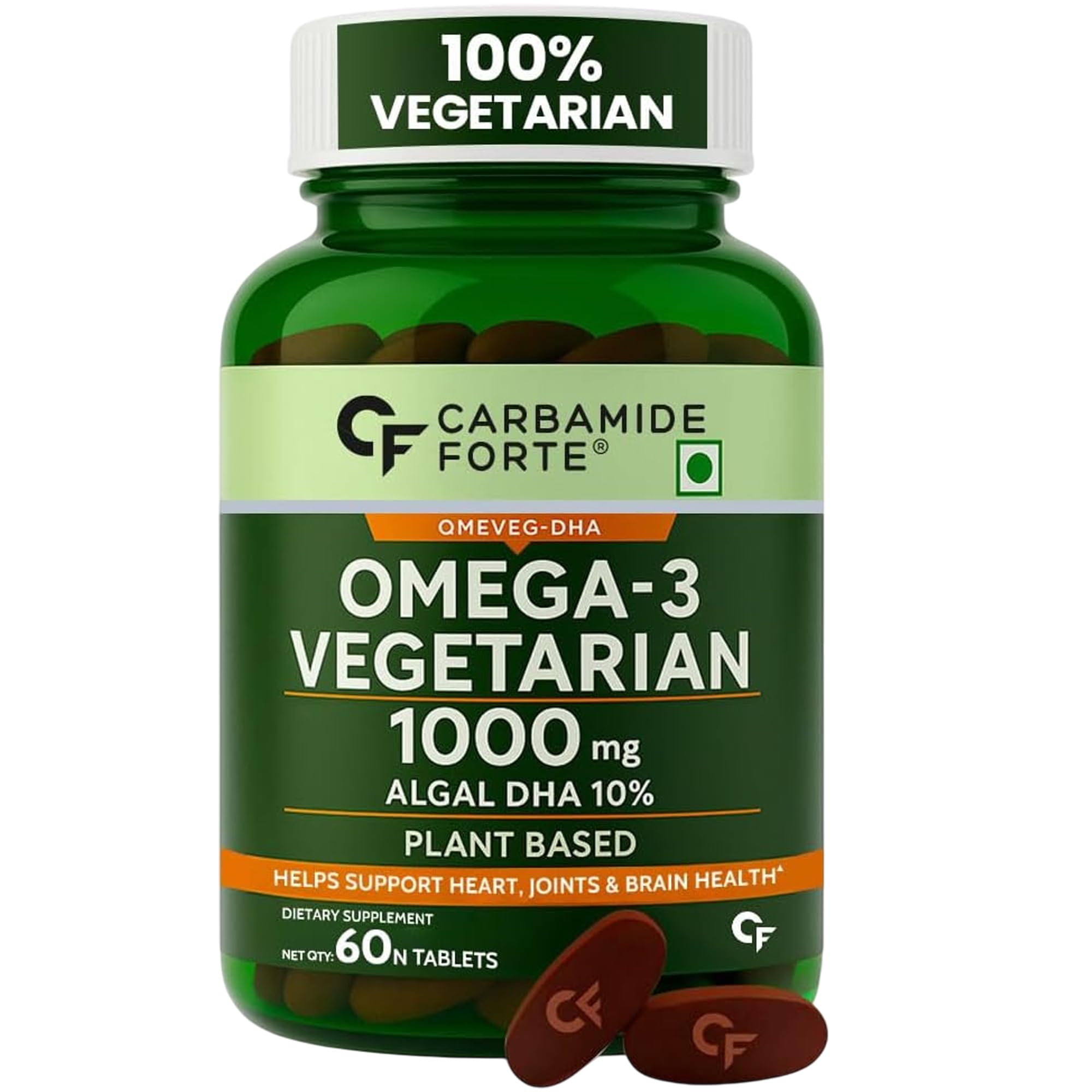 Carbamide Forte Vegan Omega 3 DHA 1000mg Tablets | Omega Vegan Dha Epa | Omega 3 Supplement | No Fish oil Used - 60 Omega Vegetarian Tablets
