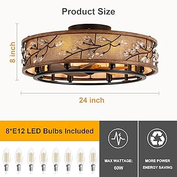 m❤︎  WWM Low Profile Farmhouse Ceiling Fan with Light,24