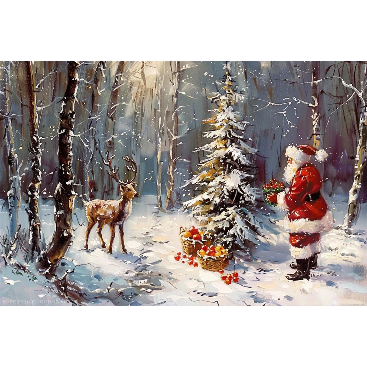 Amazon.co.jp: キャンバスに描かれたオリジナルクリスマスアート絵画