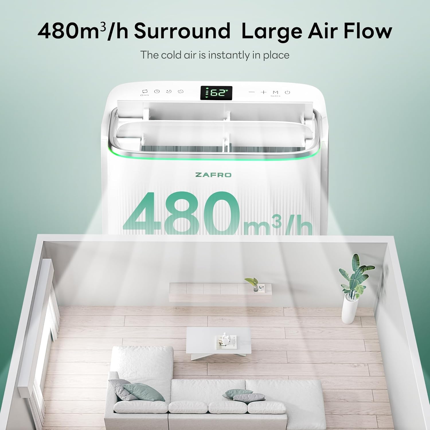 ZAFRO Smart Inverter Portable Air Conditioners, 14000 BTU (10000 BTU SACC) Dual Hose Portable AC Unit with Energy Saving/Ultra Quiet(42dB)/Drainage-free Cooling/APP/Remote for Multi-Scenario Use 8 71WqgbOlCmL. AC SL1500