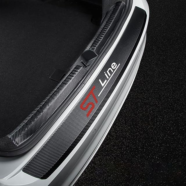 MKPMRAT Carbon Fiber Rear Bumper Protector, for Ford Focus MK2 ST Stline, Car Trunk Sill Plate Decorative Strips Anti-Scratch Guard Plate