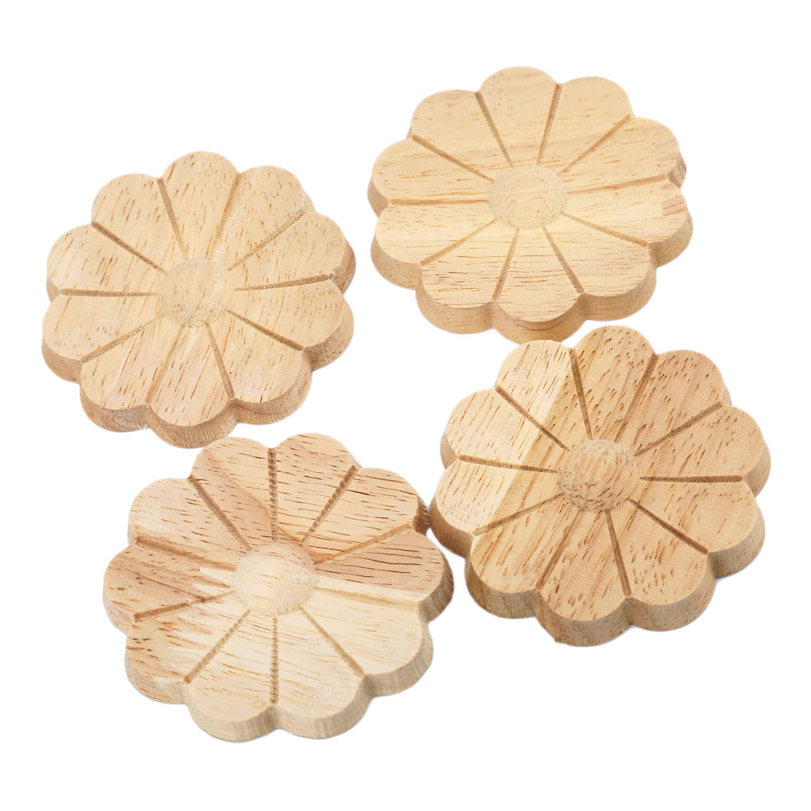 Muxsam 4Pcs 7# Wood Carved Square Corner Flower Onlay Applique Unpainted Door European Style